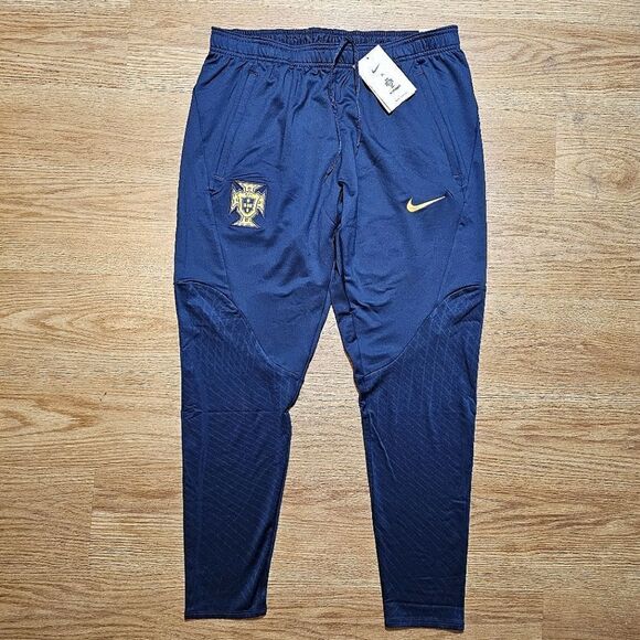 Nike Portugal Cristiano Ronaldo CR7 Soccer Track Pants Joggers Navy Blue Gold L - Picture 1 of 11